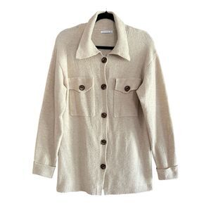 Staccato Sweater Blazer Cardigan Women Button Front Knit Shacket Neutral